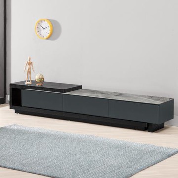 Boden-艾雅6.2尺三抽伸縮岩板電視櫃/長櫃/視聽櫃(寬185~245公分)