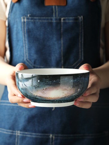 北歐ins網紅星空餐具碗可愛陶瓷飯碗甜品沙拉碗碗筷單人一套精致