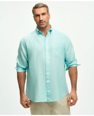 Brooks Brothers Men's Big & Tall Sport Shirt, Irish Linen | Marine Blue | Size 1X