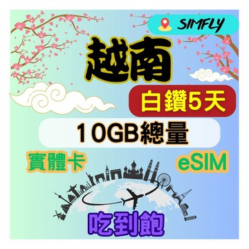 SIMFLY 越南 5天內高速10GB量到降速吃到飽