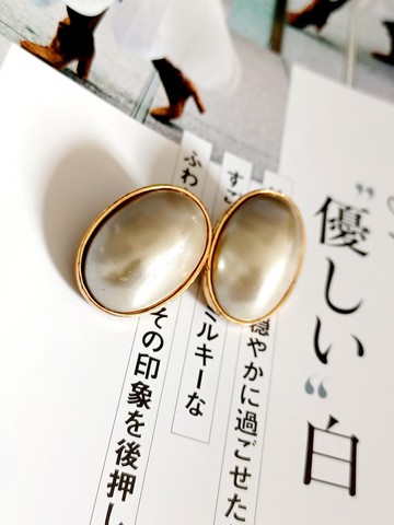 vintage jewelry  CINER 氣質佳人仿珠 夾式耳環