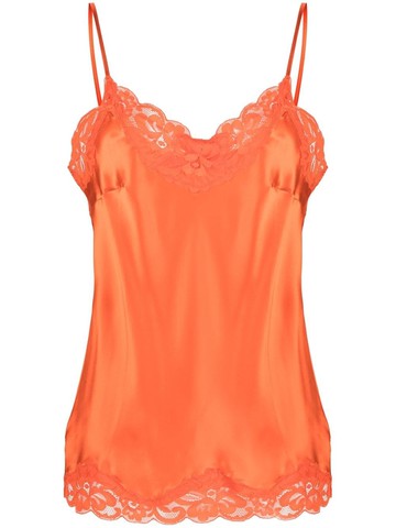 Gold Hawk - lace-trim slip top - women - Nylon/Silk - XS - Orange