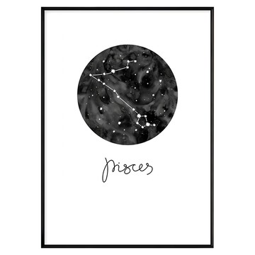 雙魚座 Pisces 星座裝飾畫  40 x 30cm  黑色