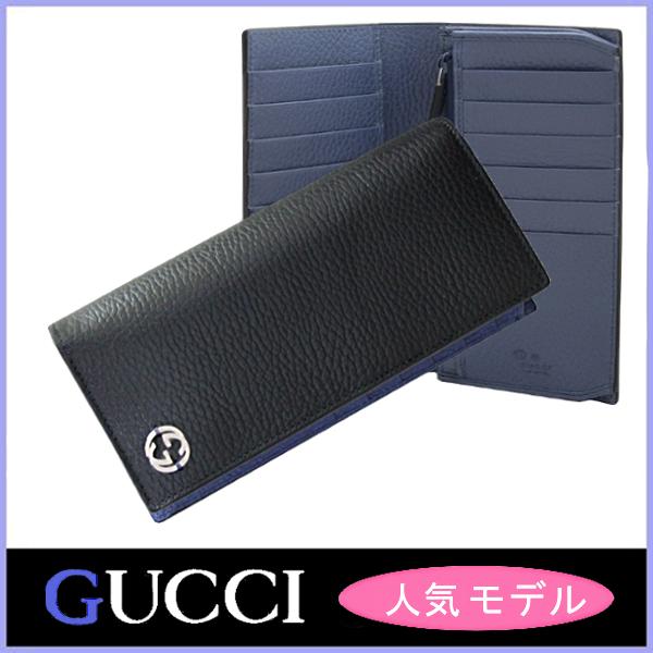 グッチ GUCCI 財布 長財布 メンズ 新品 黒/ブラック×ブルー