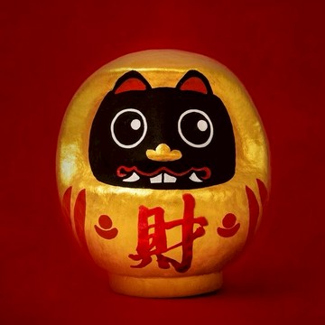 【日本大門屋】大門屋 × 北港武德宮「金裝黑虎達摩」聯名款 12公分 招財納福 過爐加持款 財福雙全最萌守護神