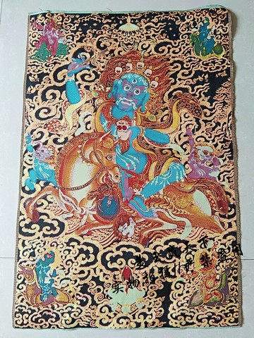 特價古玩收藏字畫唐卡織錦布畫絲織畫刺繡宗教藏佛 也德拉母畫像