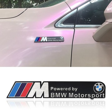 汽車搞怪車貼寶馬BMW車標M標power葉子板側標新3系5系X1X3X4X5X6金屬車標車貼車輛裝飾貼 金屬車貼