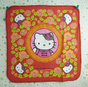 【震撼精品百貨】Hello Kitty 凱蒂貓 方巾-限量款-中國紅 震撼日式精品百貨
