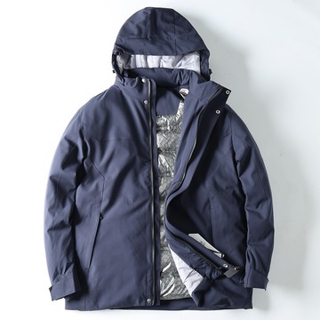 真羽絨！90%白鴨絨+石墨烯科技！防風防潑水連帽夾層外套 / YKK雙拉鍊 / 男女適穿 / 4色 / L-4XL / 大尺碼【QTJBY6011】