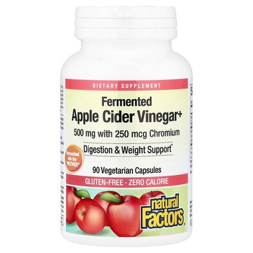 Natural Factors, 發酵蘋果醋，500 毫克，90 粒素食膠囊