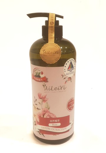 AiLeiYi 有機 洋甘菊潤膚沐浴精 玫瑰花香 1000ml/瓶 沐浴精 (台灣製造)