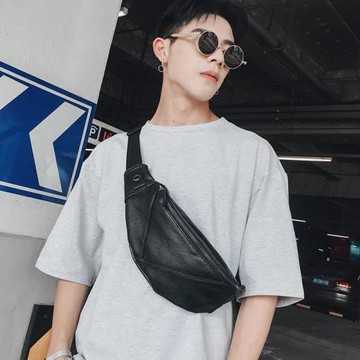 潮男皮質小包胸包 休閑運動便攜帶男士小腰包單肩后背包韓版男包