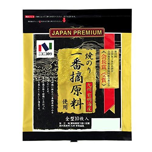 ニコニコのり 有明海産一番摘原料使用焼のり 10枚×10個