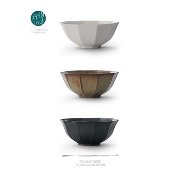 玩物志【粗陶十邊碗】中式小湯碗 小號湯面碗 米飯碗 復古糖水碗