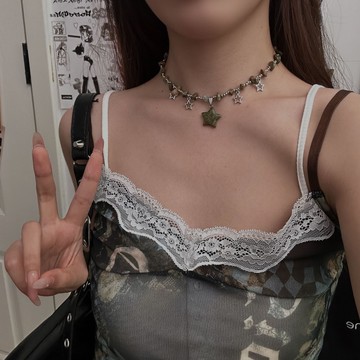 【台灣公司 可打統編】免運 新中式天然石五角星項鏈女復古甜酷辣妹個性時尚百搭頸鏈鎖骨鏈潮 可開發票 全館五折 工廠現貨直銷 新品特價 z9211