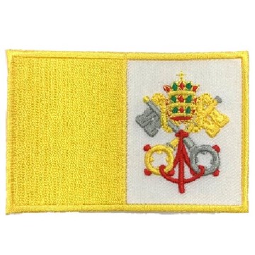 DIY刺繡徽章 梵諦岡國旗 電繡貼 刺繡貼布 背膠補丁 背膠刺繡徽章 胸章 立體繡貼 裝飾貼 繡片貼 燙布貼紙_廠商直送