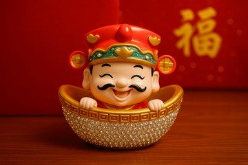 沂軒精品招財 帶鑽財神 搖頭財神擺件  汽車用品 辦公桌小物