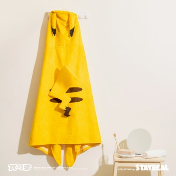 STAYREAL｜寶可夢 連帽造型浴巾-皮卡丘款