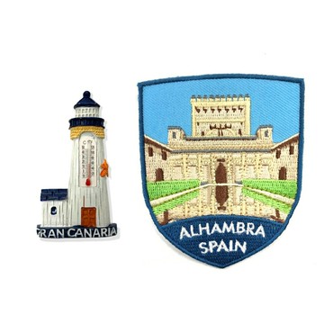 西班牙燈塔冰箱磁貼+西班牙 阿爾罕布拉宮背膠補丁【2件組】可愛磁鐵 卡通磁鐵 出國禮物 造型立體磁鐵鐵 紀念磁鐵 冰箱貼