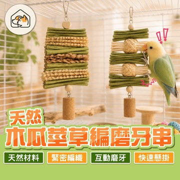 《家有毛孩🐾》木瓜莖草編磨牙串 木瓜莖吊掛玩具 木瓜莖磨牙串 鸚鵡啃咬玩具 拉扯玩具 鸚鵡玩具 木瓜莖拆拆棒 鳥用品