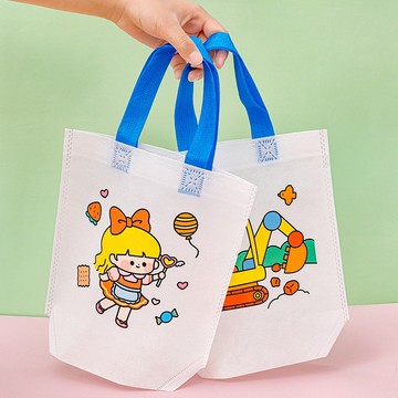 隔日到貨🏆手作袋 卡通彩繪袋 幼兒園益智教具 手工填色袋子 寶寶DIY袋子  創意塗鴉袋