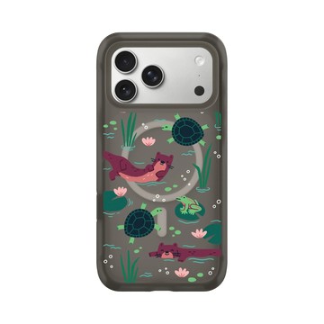 iPhone 17 Pro Max AirX 本質黑 - RHINOSHIELD X Taipei Zoo - 臺灣水域插畫（水獺、龜、蛙）
