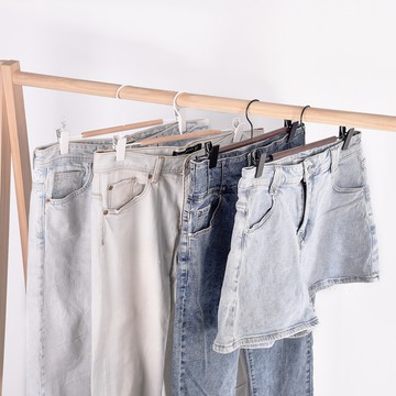 收納職人 北歐簡約無痕防滑可伸縮磨砂鐵藝木質褲夾_3入/組 - 啞光白