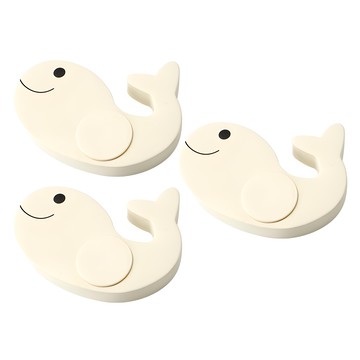 360度旋轉鯨魚防關門安全門擋 3入  象牙白  3個