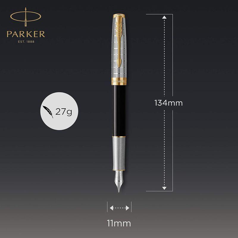 PARKER パーカー公式 ソネット プレミアム 万年筆 M 中字 高級 ブランド ギフト ペン先 18金 メタルブラックGT 21197