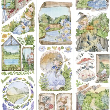 森林野遊 蘑菇小姐 PET 紙膠帶 貝殼光 10米卷 巨畫幅背景