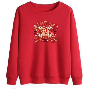 套頭衛衣女韓版寬松虎年慵懶風大碼簡約印花長袖上衣2025春秋新款