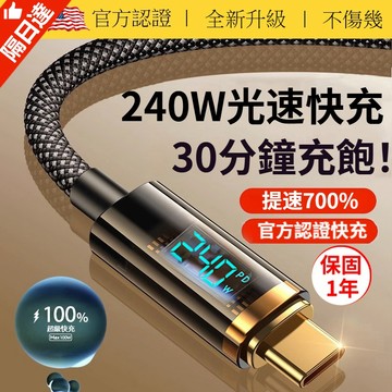 現貨 鈦金頭 240W 數顯充電線 type c 短 pd快充線 iphone 充電線 傳輸線 2米 蘋果充電線 三星