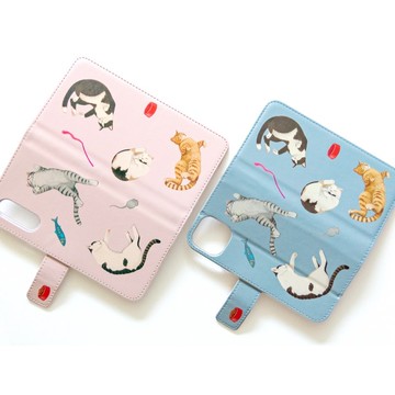 慵懶貓咪手帳型手機殼 (訂製生產) 支援 iPhone 17 / Air