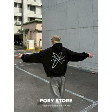 【PORY STORE】🇰🇷韓國品牌 Boxy寬短帽t 實拍 刷毛 寬鬆 長袖 上衣 大學T