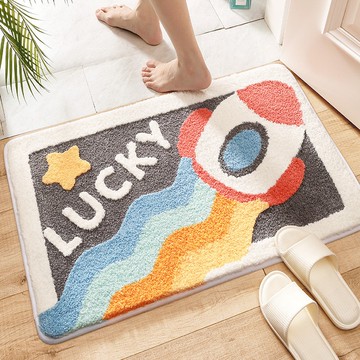【iSFun】幸運火箭＊加厚吸水絨毛腳踏浴室地墊40x60cm