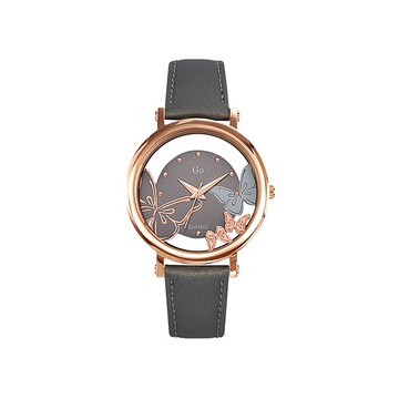 【Go Girl Only】蝶飛系列法國時尚鏤空腕錶-黑灰款/698743