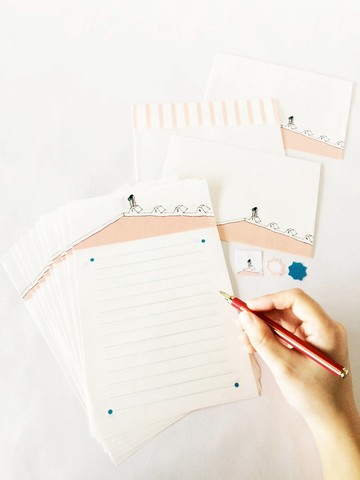 粉紅泳池 信紙組 游泳 泳衣 夏天 信封 貼紙