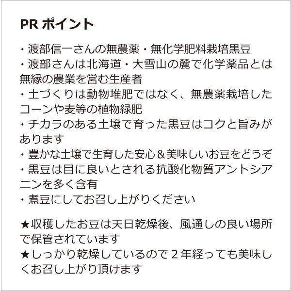 北海道産 無農薬黒豆 渡部信一さんの黒豆約1kg  無農薬 無化学肥料栽培30年の黒豆 北海道産 渡部さんは北海道で化学薬品とは無縁の生産者