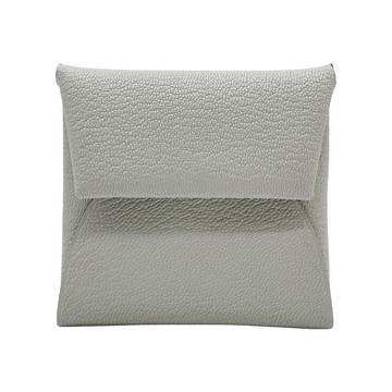 Hermes Bastia Chevre 山羊皮方型暗釦零錢包(珍珠灰)