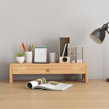 電腦顯示器屏幕增高架桌面收納盒臺式實木辦公室好物筆記本置物架【遠宏-文教用品】【益三和】