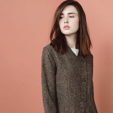 軍式短版外套 - 棕