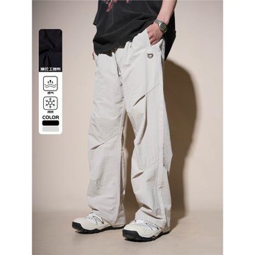 LOADMIND美式高街工裝褲子男休閑直筒傘兵長褲沖鋒速干登山機能潮