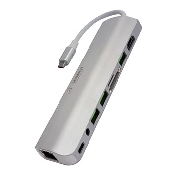 Grenoplus USB 3.0 Type-C 九合一多功能Macbook Hub集線器【科技銀】