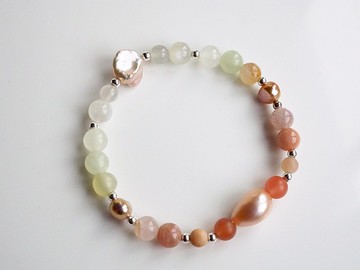 【再販】白果栗子南瓜泥 | 珍珠、南紅瑪瑙、綠紋石彈性