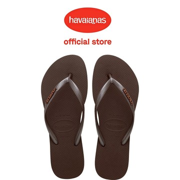 Havaianas 哈瓦仕 拖鞋 金屬logo 咖啡色 Slim Logo Metallic 4119875-0727W