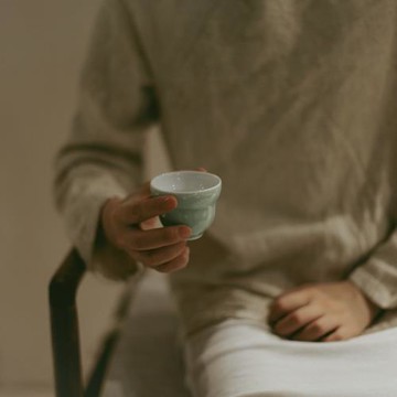 |宋青書院|《豆青》葫蘆納福茶杯 個人杯 高足杯 茶碗仿宋