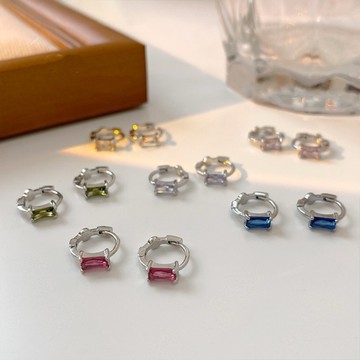 Sweet Air L22 日韓流行耳飾 S925銀針 小巧幾何方鑽圈圈耳飾 耳針 耳環