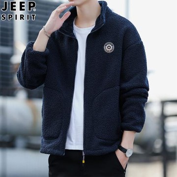 JEEP SPIRIT羊羔絨夾克外套男士春季新款潮牌立領搖粒絨茄克衫男