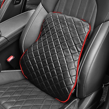 Leadhome高密度記憶棉車靠背腰靠墊  1個  黑+紅