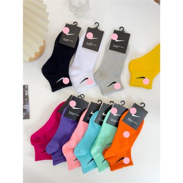 奶油可可丨白色對勾襪子女丨夏天淺口彩色NK運動船襪薄款純棉短襪